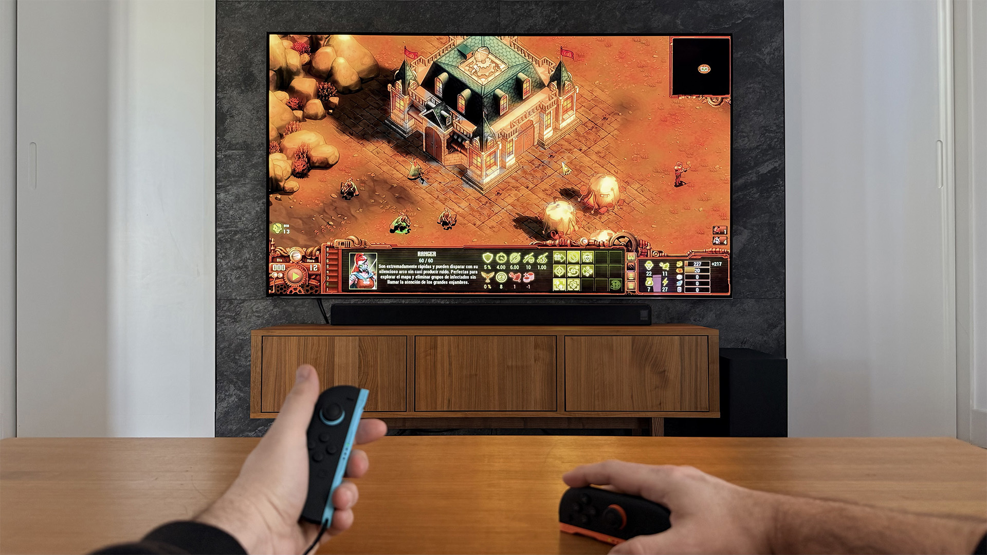 They Are Billions on Switch 2 docked, playing on a TV with Joy-Cons